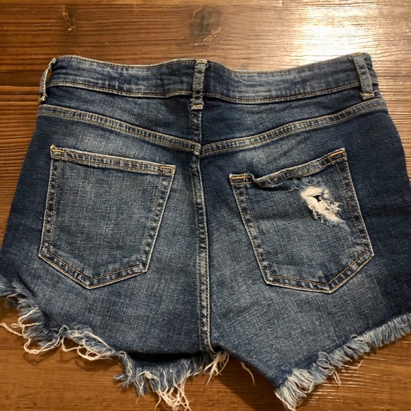 Distressed Dark Wash Denim Shorts - Picture 2 of 3